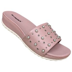 Romika Josef Seibel Florenz Studded Sandals Pink Pearl Slide EU 37/ 6.5-7.0 NIB
